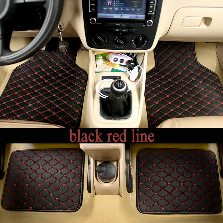 Durable 5X Gray PU Leather Car Floor Mats All Weather Car Accessories Flameproof 